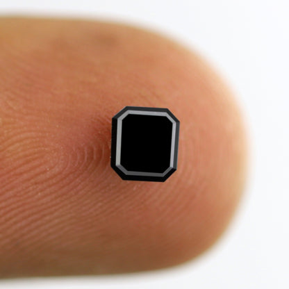 Natural Treated 0.85 CT Emerald Shape Black Diamond, 5.00 mm Loose Diamond for Engagement Ring, Unique Jewelry