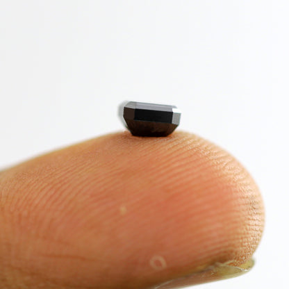 Natural Treated 0.85 CT Emerald Shape Black Diamond, 5.00 mm Loose Diamond for Engagement Ring, Unique Jewelry