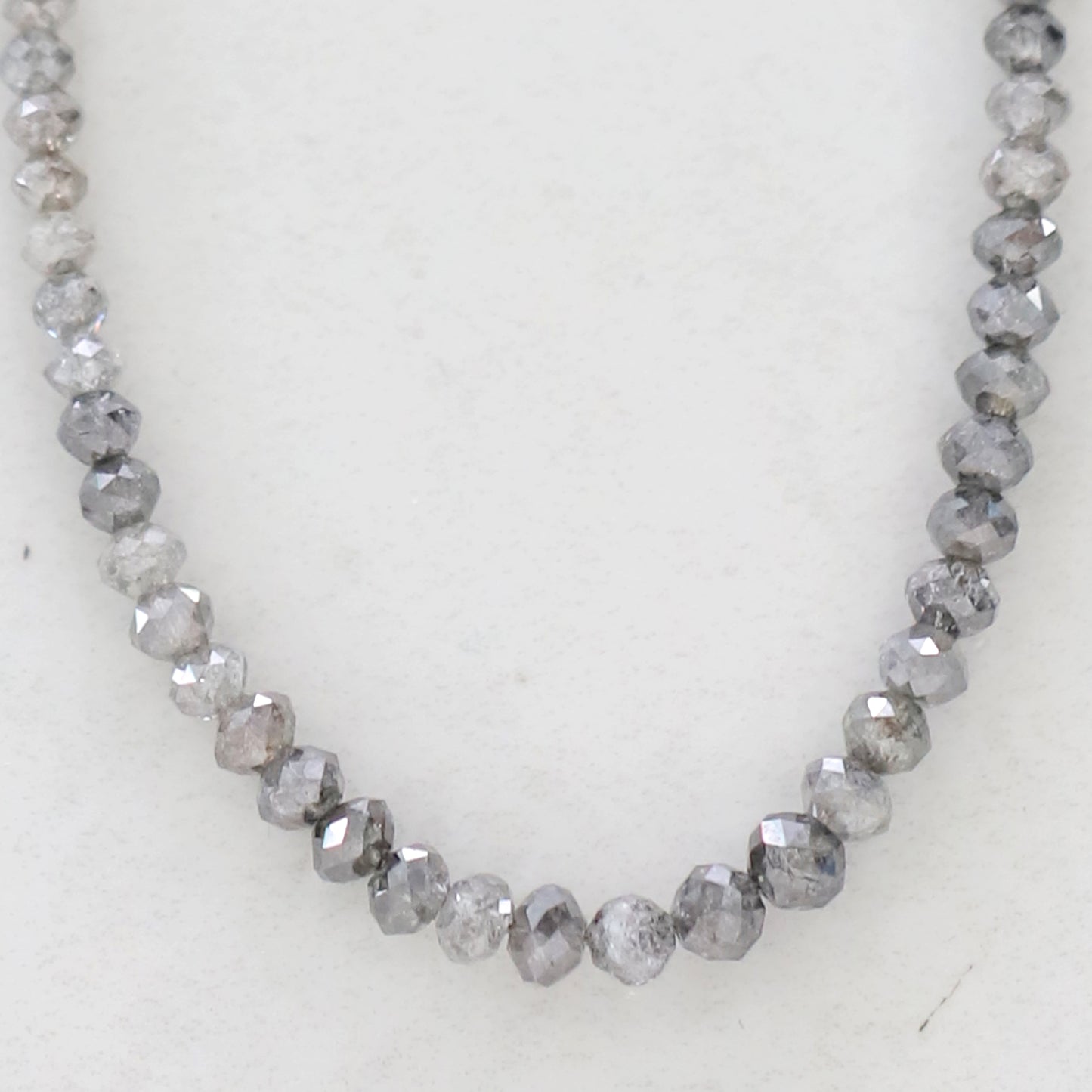 3 MM to 4.8 MM Natural Diamond Beads 45 CT 17.6 Inch Natural Grey Black Color Diamond Salt and Pepper Diamond Beads Custom Made Necklace