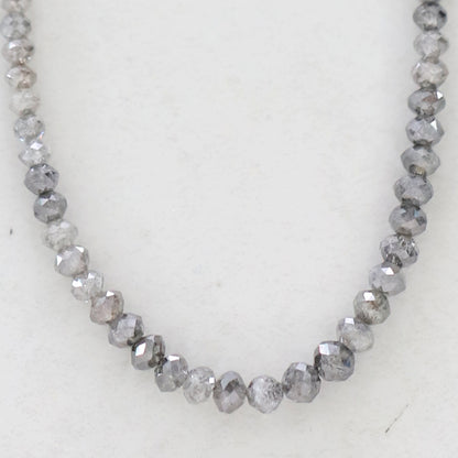 3 MM to 4.8 MM Natural Diamond Beads 45 CT 17.6 Inch Natural Grey Black Color Diamond Salt and Pepper Diamond Beads Custom Made Necklace