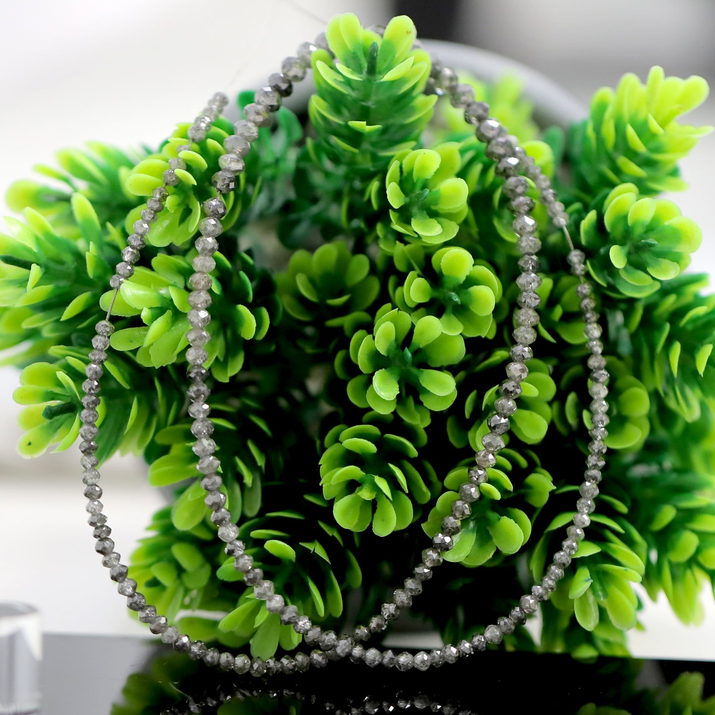 3 MM to 4.8 MM Natural Diamond Beads 45 CT 17.6 Inch Natural Grey Black Color Diamond Salt and Pepper Diamond Beads Custom Made Necklace