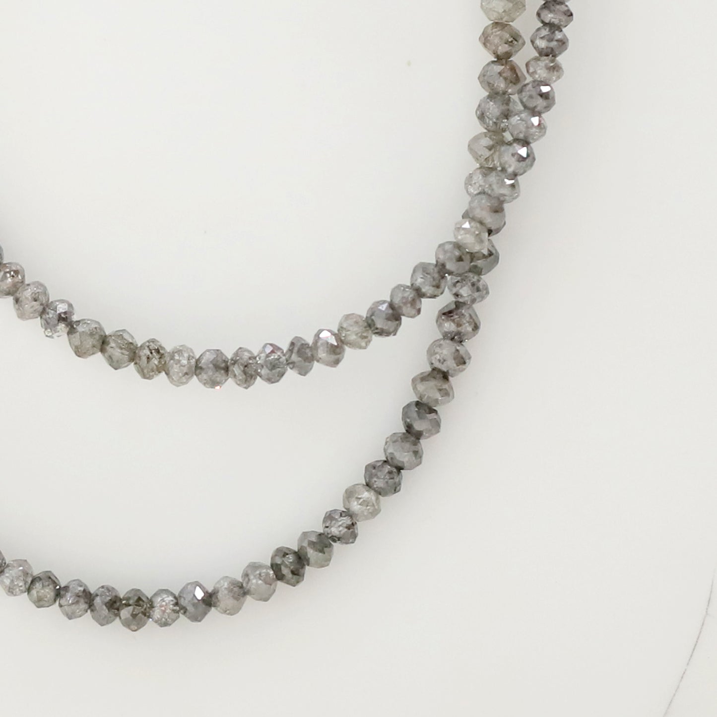3 MM to 4.8 MM Natural Diamond Beads 45 CT 17.6 Inch Natural Grey Black Color Diamond Salt and Pepper Diamond Beads Custom Made Necklace