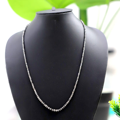 3 MM to 4.8 MM Natural Diamond Beads 45 CT 17.6 Inch Natural Grey Black Color Diamond Salt and Pepper Diamond Beads Custom Made Necklace