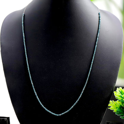 21 CT Treated Blue Color Diamond Beads Natural Roundel Shape Diamond Bead 2.2 MM to 2.8 MM Total 16 Inch Long Diamond Beads Bespoke Jewelry