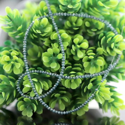 21 CT Treated Blue Color Diamond Beads Natural Roundel Shape Diamond Bead 2.2 MM to 2.8 MM Total 16 Inch Long Diamond Beads Bespoke Jewelry