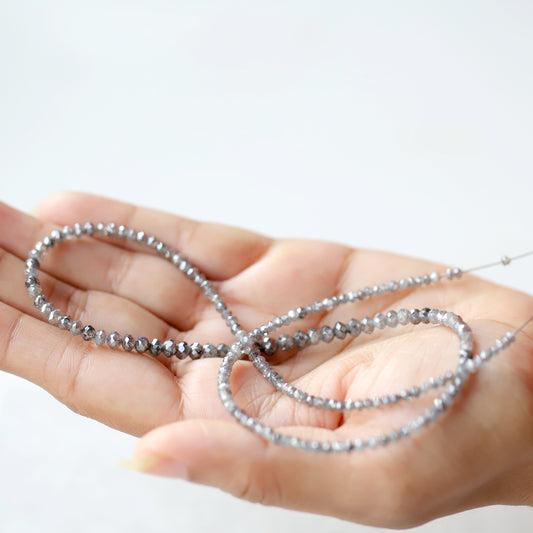 3 MM to 4.8 MM Natural Diamond Beads 45 CT 17.6 Inch Natural Grey Black Color Diamond Salt and Pepper Diamond Beads Custom Made Necklace