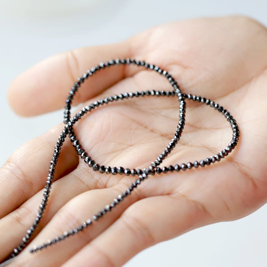 20 CT Rondelle Cut Diamond Beads 2.5 to 3 MM Heated Black Color Diamond Beads Loose Natural Full Cut Diamond Beads Custom Made Jewelry