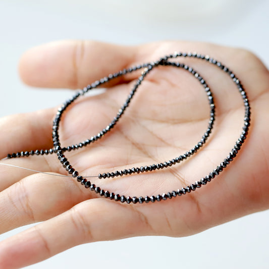 20.23 CT Natural Rondelle Cut Diamond Beads 2.5 MM to 3 MM Treated Black Color Loose Natural Diamond Beads For Wedding Jewelry