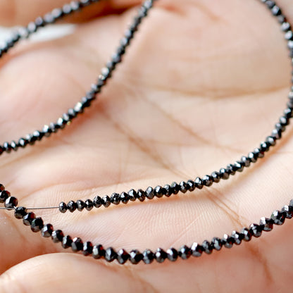 20.23 CT Natural Rondelle Cut Diamond Beads 2.5 MM to 3 MM Treated Black Color Loose Natural Diamond Beads For Wedding Jewelry