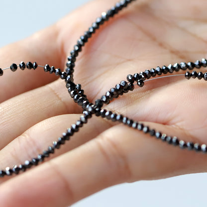 19.84 CT Heated Black Color Diamond Beads 2.5 MM to 3 MM Loose Natural Rondelle Full Cut Diamond Beads Conflict Free Genuine Diamond