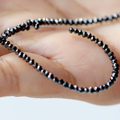 19.84 CT Heated Black Color Diamond Beads 2.5 MM to 3 MM Loose Natural Rondelle Full Cut Diamond Beads Conflict Free Genuine Diamond