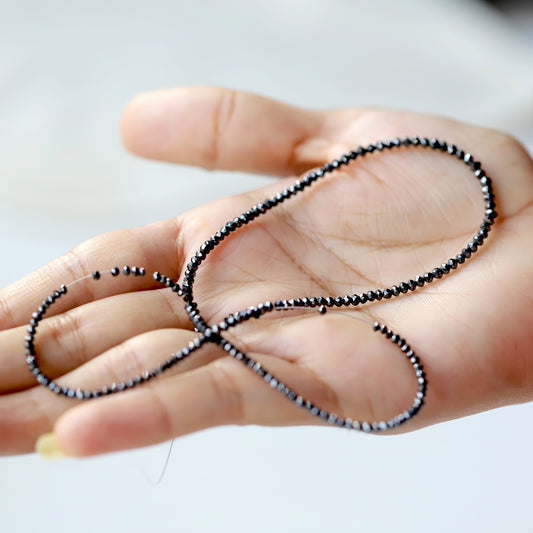 19.84 CT Heated Black Color Diamond Beads 2.5 MM to 3 MM Loose Natural Rondelle Full Cut Diamond Beads Conflict Free Genuine Diamond