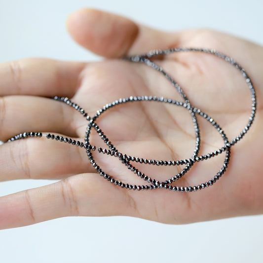 2 MM Size Rondelle Full Cut Diamond Beads 16.55 CT Natural Loose Treated Black Color Diamond Beads Black Diamond Beads Wedding Jewelry