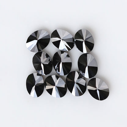 1.83 Ct Black Oval Melee Diamond Lot, 10 Pcs Natural Treated Loose Diamonds, 4 x 3 mm for Wedding Jewelry