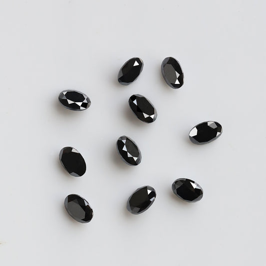 1.83 Ct Black Oval Melee Diamond Lot, 10 Pcs Natural Treated Loose Diamonds, 4 x 3 mm for Wedding Jewelry