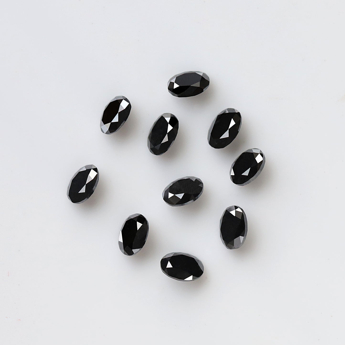 1.83 Ct Black Oval Melee Diamond Lot, 10 Pcs Natural Treated Loose Diamonds, 4 x 3 mm for Wedding Jewelry