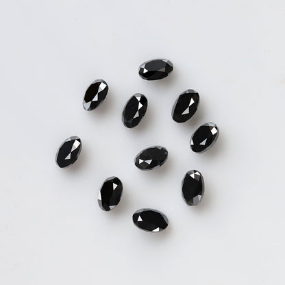 1.83 Ct Black Oval Melee Diamond Lot, 10 Pcs Natural Treated Loose Diamonds, 4 x 3 mm for Wedding Jewelry