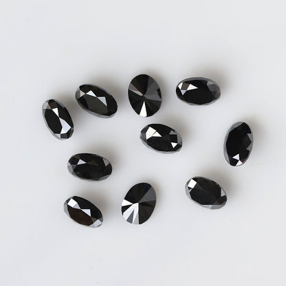 1.83 Ct Black Oval Melee Diamond Lot, 10 Pcs Natural Treated Loose Diamonds, 4 x 3 mm for Wedding Jewelry