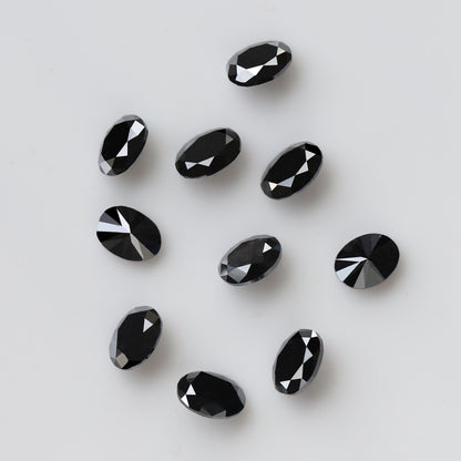 1.83 Ct Black Oval Melee Diamond Lot, 10 Pcs Natural Treated Loose Diamonds, 4 x 3 mm for Wedding Jewelry