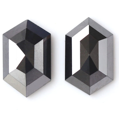 1.86 Ct Hexagon Diamond Pair, Natural Treated Loose Diamonds, 8.9 mm Matching Pair for Earrings Making