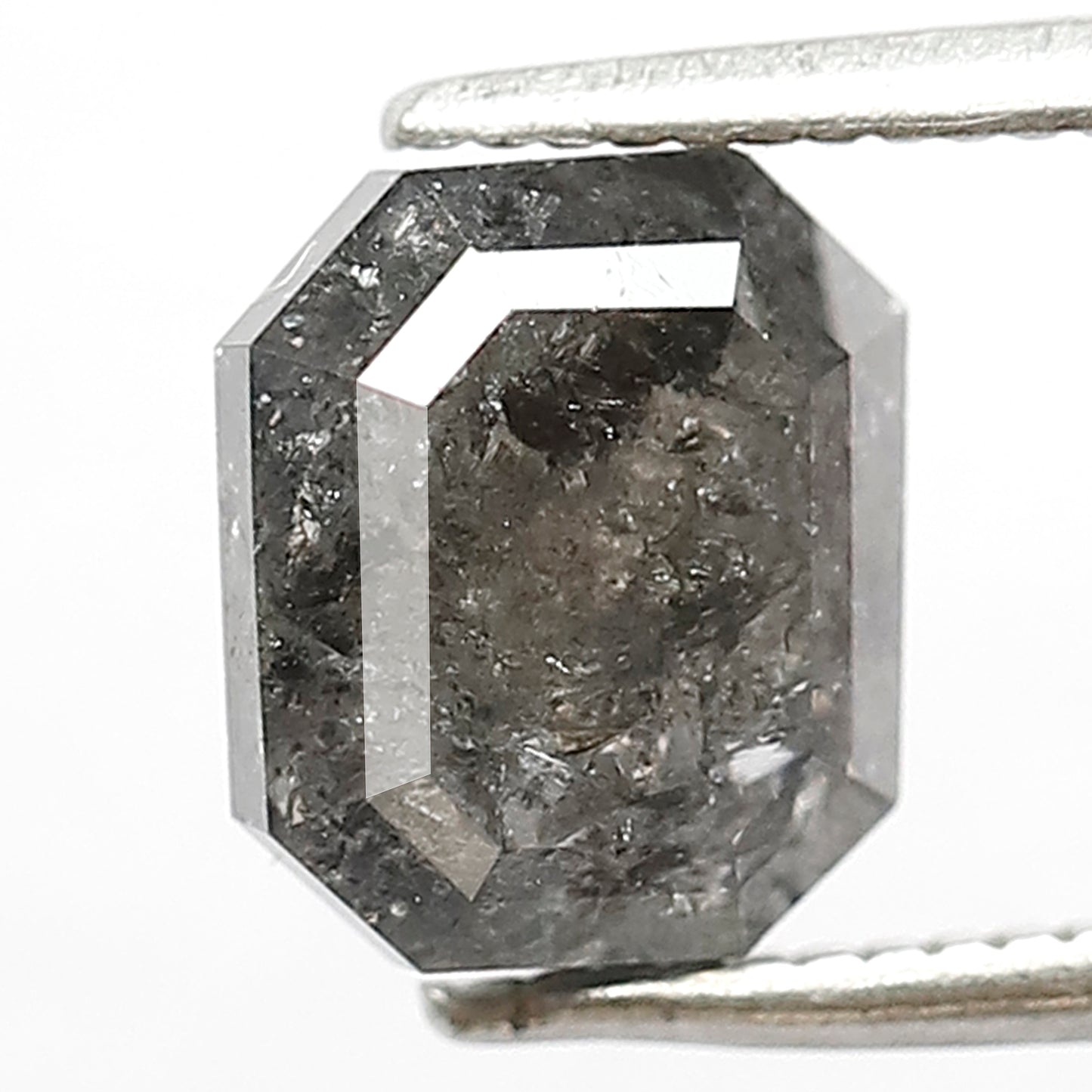 2.49 Ct Black Grey Salt & Pepper Diamond | Emerald Cut Loose Diamond for Custom Engagement Ring