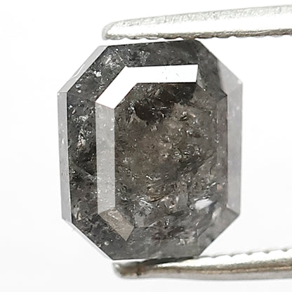 2.49 Ct Black Grey Salt & Pepper Diamond | Emerald Cut Loose Diamond for Custom Engagement Ring