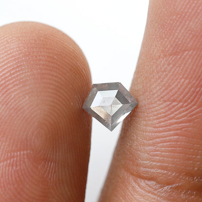 0.65 Ct Pentagon Shape Natural Salt and Pepper Diamond, Gray Translucent Loose Diamond, Conflict Free Diamond for Custom Pendant