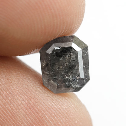 2.49 Ct Black Grey Salt & Pepper Diamond | Emerald Cut Loose Diamond for Custom Engagement Ring