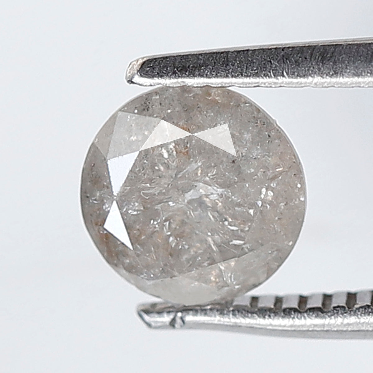 Natural Loose Round Shape Salt and Pepper Diamond 0.85 Ct 5.80 MM Misty Grey Color Round Brilliant Cut Diamond