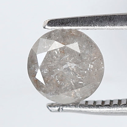 Natural Loose Round Shape Salt and Pepper Diamond 0.85 Ct 5.80 MM Misty Grey Color Round Brilliant Cut Diamond
