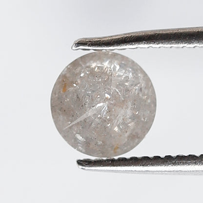 Natural Loose Round Shape Salt and Pepper Diamond 0.85 Ct 5.80 MM Misty Grey Color Round Brilliant Cut Diamond