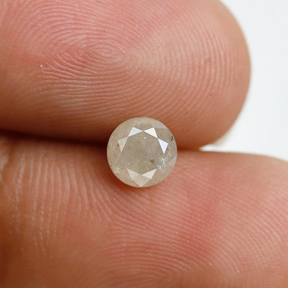 0.90 CT 5.60 MM Round Brilliant Cut Salt and pepper Diamond Cloudy White Color Natural Loose Diamond