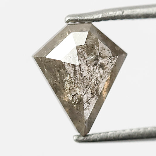 1.43 CT Natural Grayish Black Color Diamond Geometric Shape Loose Diamond 8.9 X 7.6 X 3.2 MM Long Geometric Cut Salt and Pepper Diamond