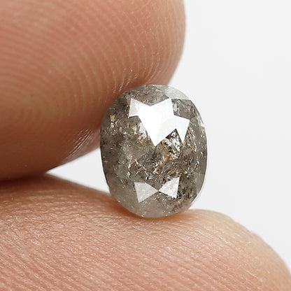1.67 Ct Natural Grey Black Diamond | Oval Shape Salt & Pepper Loose Diamond for Solitaire Engagement Ring