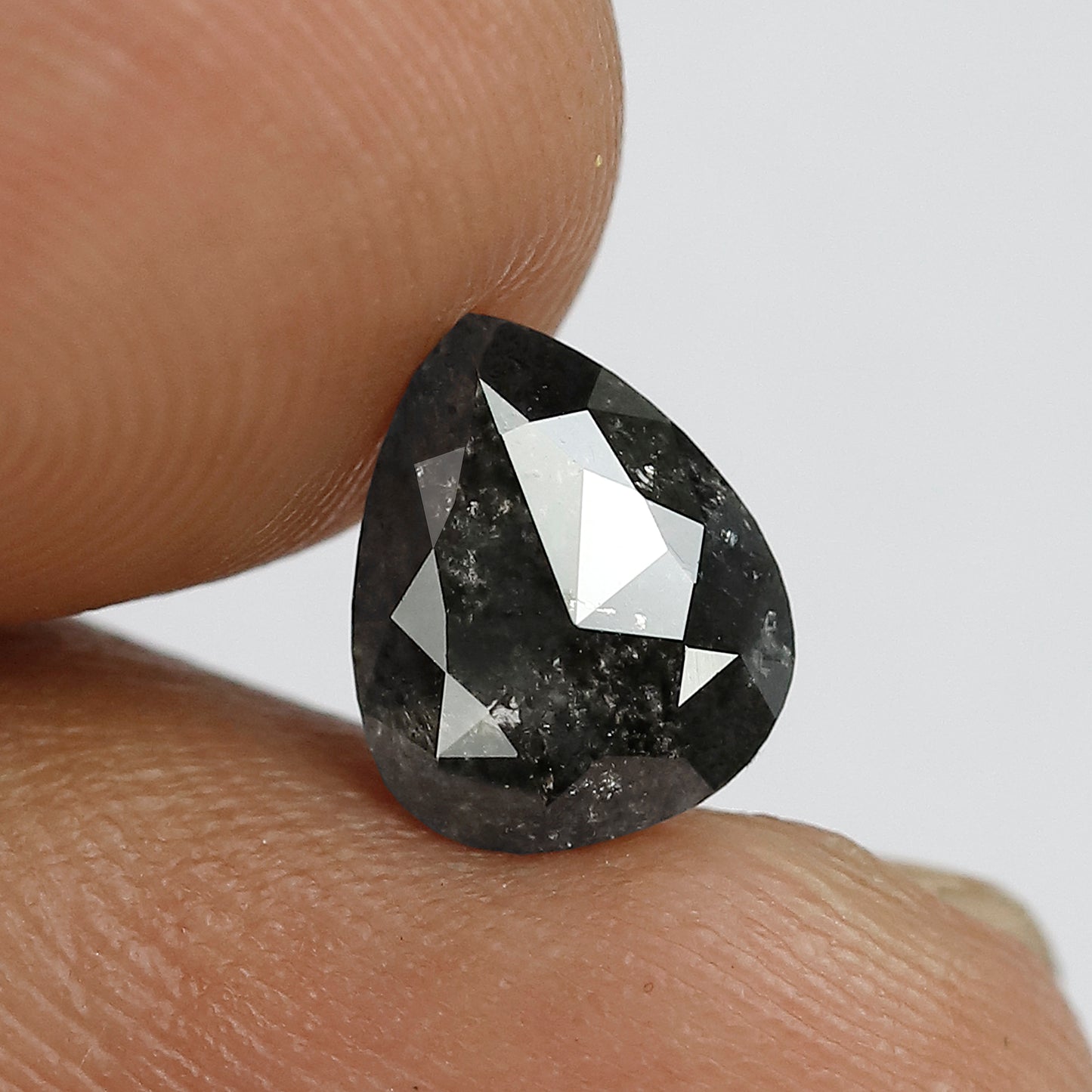 0.92 CT Salt and Pepper Pear Shape Diamond Natural Loose Black Grey Color Diamond For Pear Diamond Ring