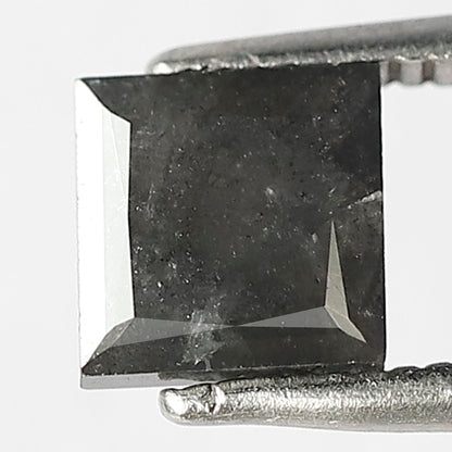 1.32 CT Princess Shape Natural Grayish Black Color Loose Princess Cut Salt and Pepper Diamond For Engagement Ring