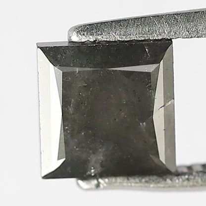 1.32 CT Princess Shape Natural Grayish Black Color Loose Princess Cut Salt and Pepper Diamond For Engagement Ring