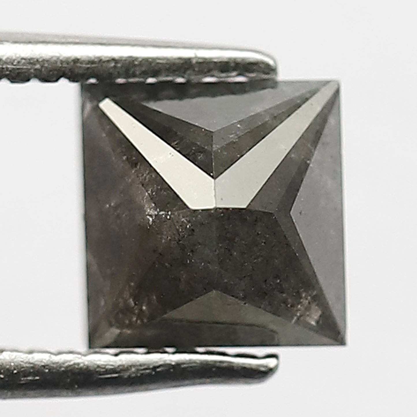1.32 CT Princess Shape Natural Grayish Black Color Loose Princess Cut Salt and Pepper Diamond For Engagement Ring