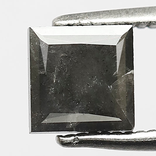 1.32 CT Princess Shape Natural Grayish Black Color Loose Princess Cut Salt and Pepper Diamond For Engagement Ring
