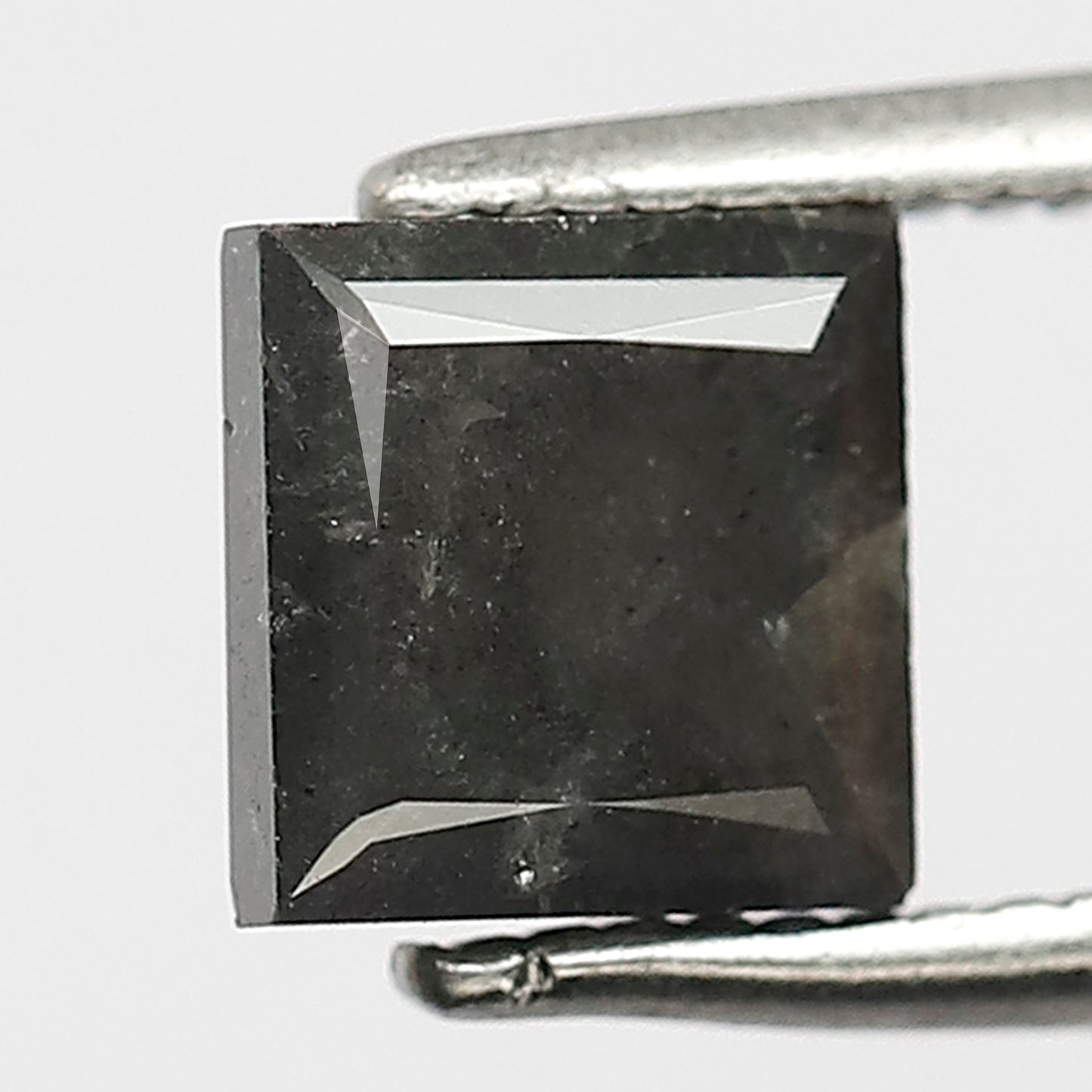 1.32 CT Princess Shape Natural Grayish Black Color Loose Princess Cut Salt and Pepper Diamond For Engagement Ring