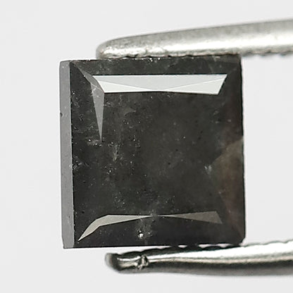 1.32 CT Princess Shape Natural Grayish Black Color Loose Princess Cut Salt and Pepper Diamond For Engagement Ring