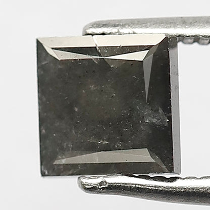 1.32 CT Princess Shape Natural Grayish Black Color Loose Princess Cut Salt and Pepper Diamond For Engagement Ring
