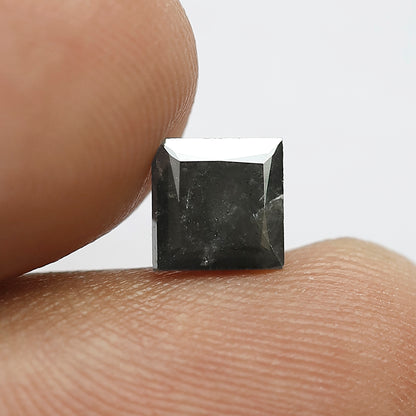 1.32 CT Princess Shape Natural Grayish Black Color Loose Princess Cut Salt and Pepper Diamond For Engagement Ring