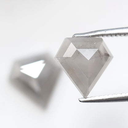 Pair Of Diamond Shape Salt and Pepper Diamonds 2.83 CT 8.50 MM Loose Natural Gray Color Diamonds
