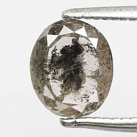 1.13 CT Natural Loose Diamond Oval Shape Grayish Black Color 6.9 X 5.8 X 3.1 MM Salt and Pepper Diamond For Ring Gift
