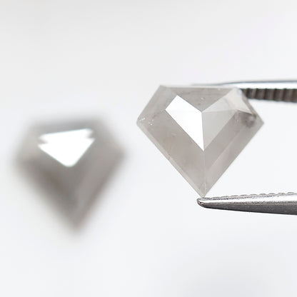 Pair Of Diamond Shape Salt and Pepper Diamonds 2.83 CT 8.50 MM Loose Natural Gray Color Diamonds