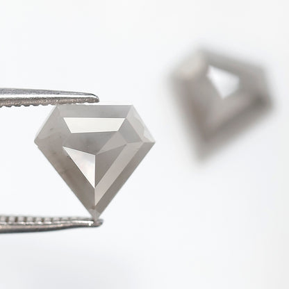 Pair Of Diamond Shape Salt and Pepper Diamonds 2.83 CT 8.50 MM Loose Natural Gray Color Diamonds