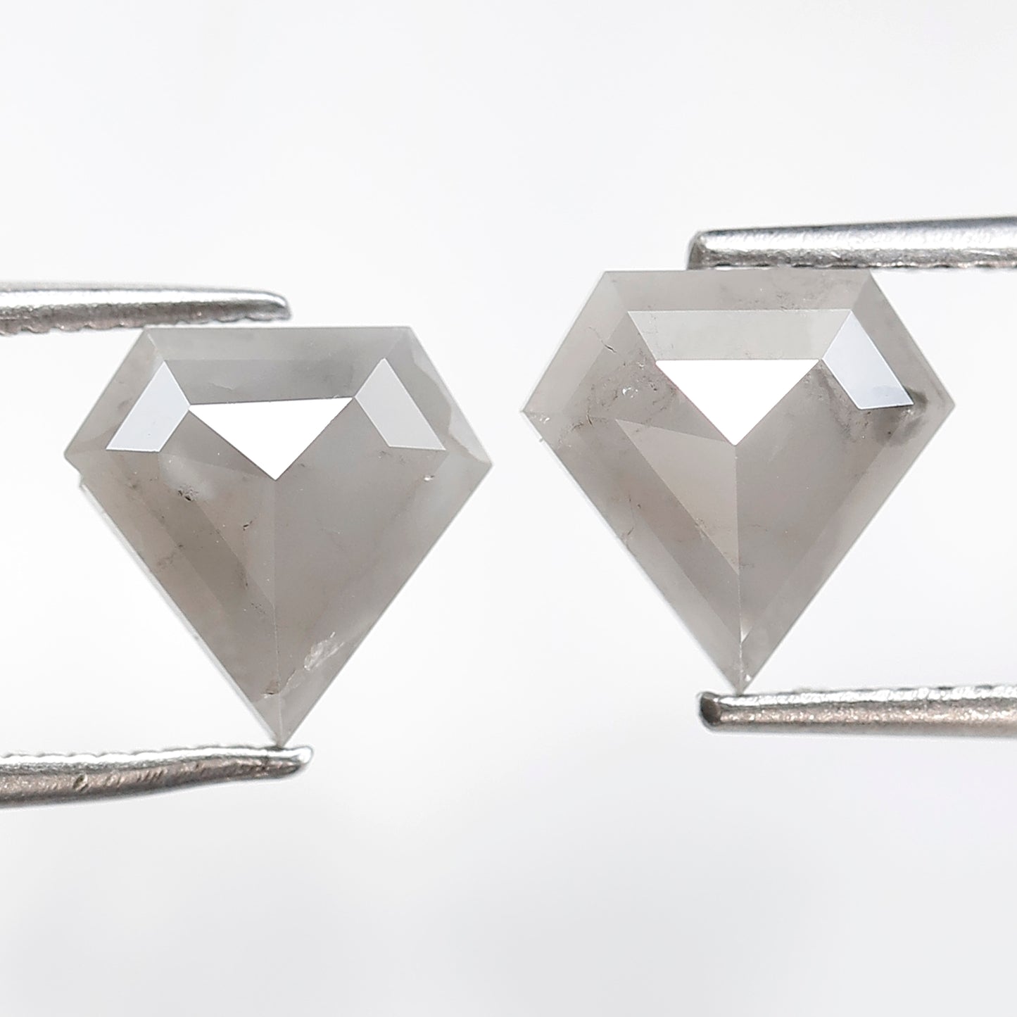 Pair Of Diamond Shape Salt and Pepper Diamonds 2.83 CT 8.50 MM Loose Natural Gray Color Diamonds