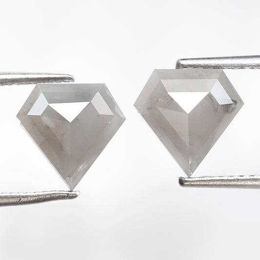 Pair Of Diamond Shape Salt and Pepper Diamonds 2.83 CT 8.50 MM Loose Natural Gray Color Diamonds