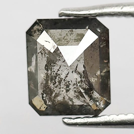 1.56 CT Natural Diamond Emerald Shape Diamond Natural Grey Black Color Diamond Loose Natural Diamond Salt Pepper Diamond Real Diamond